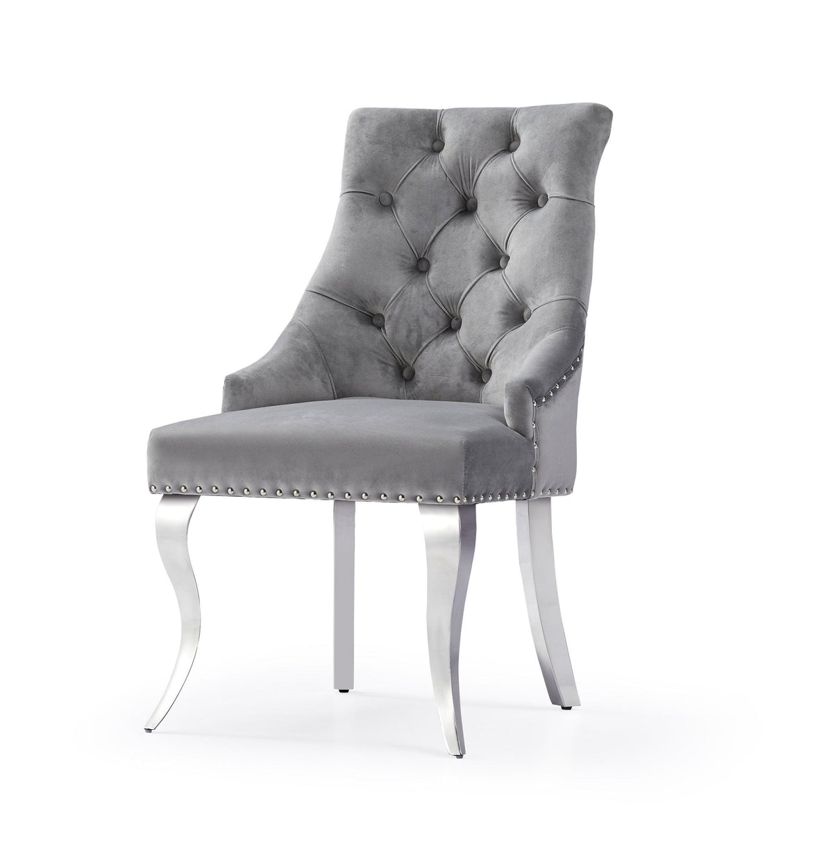 Grey velvet modern dining chair at Quality Rugs and Furniture