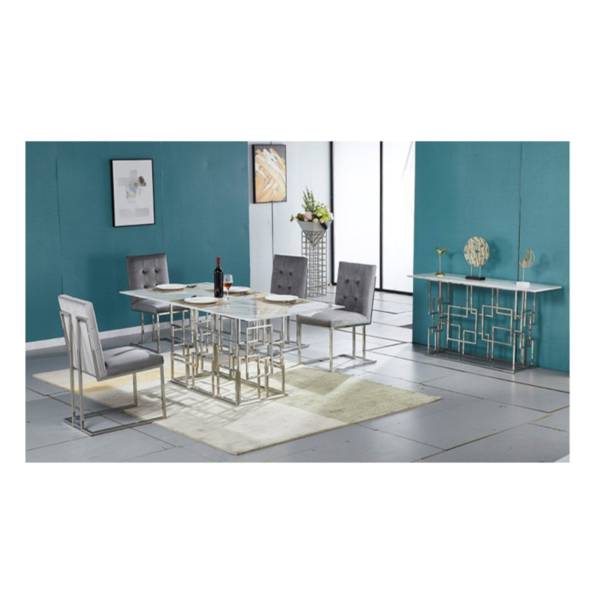 Gold base marble top dining table at Quality Rugs and Furniture
