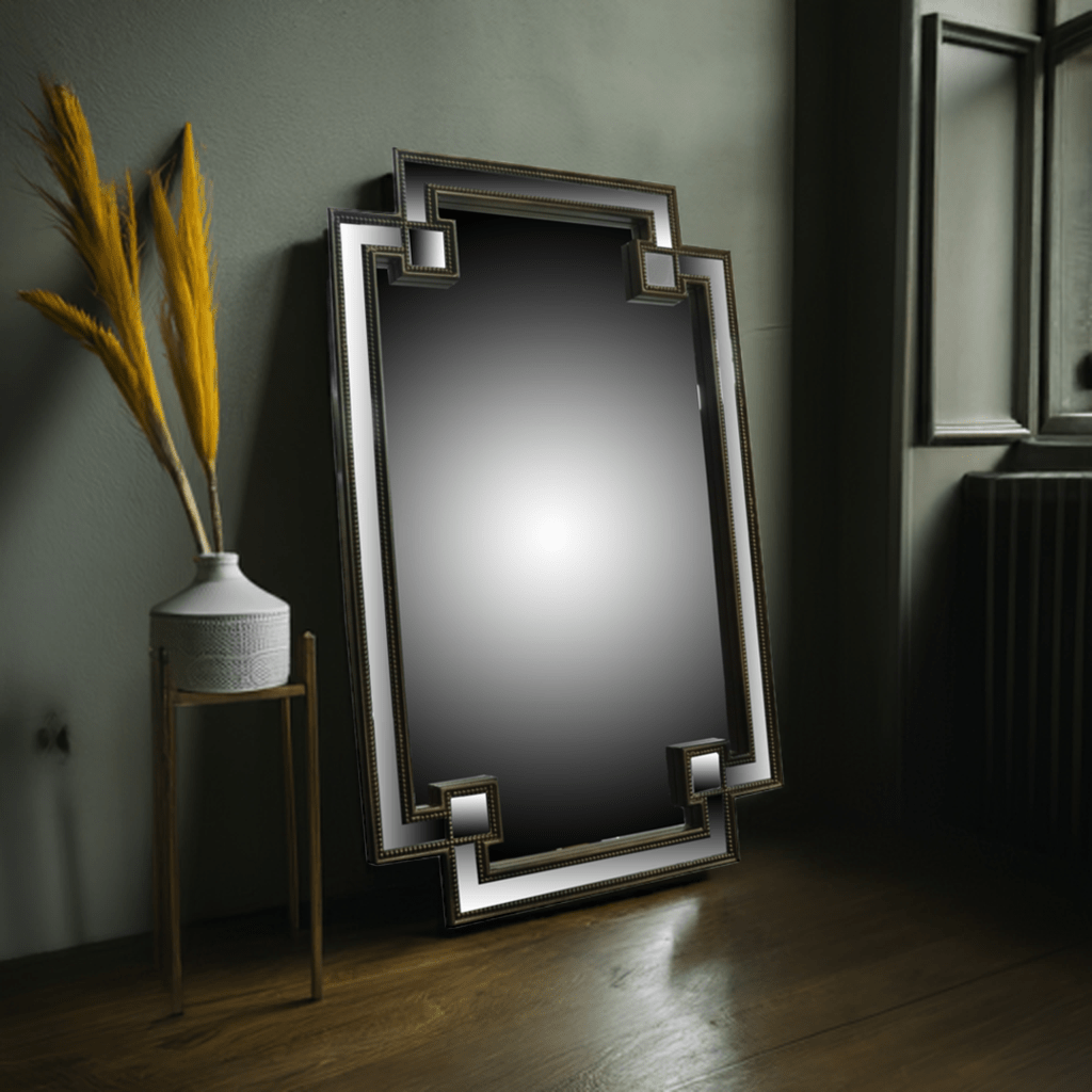 106A Rectangle Decorative Wall Mirror MDF Frame Gold - Quality Rugs and Furniture