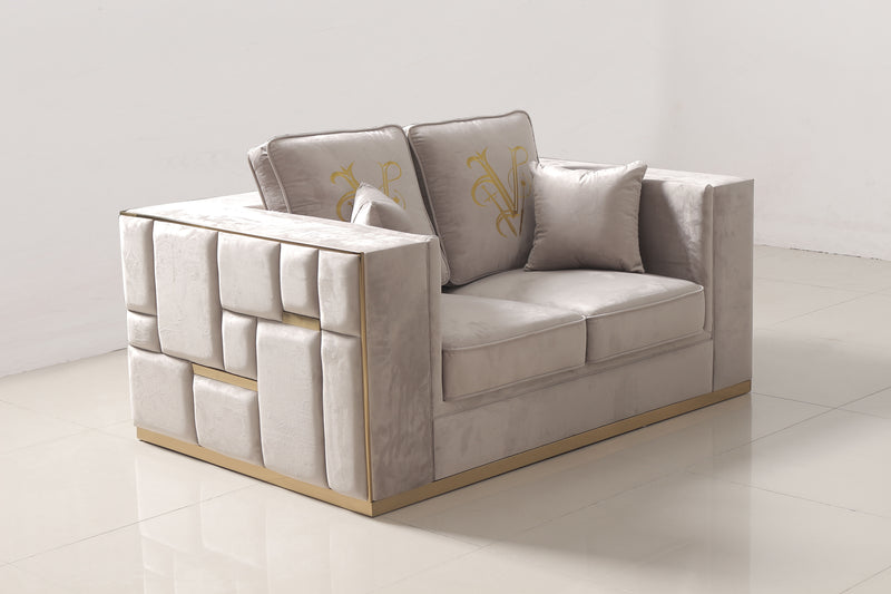 Crest Modern Fabric Sofa Set Brown