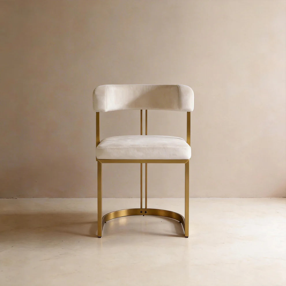 Yarra Velvet Dining Chair Beige Gold