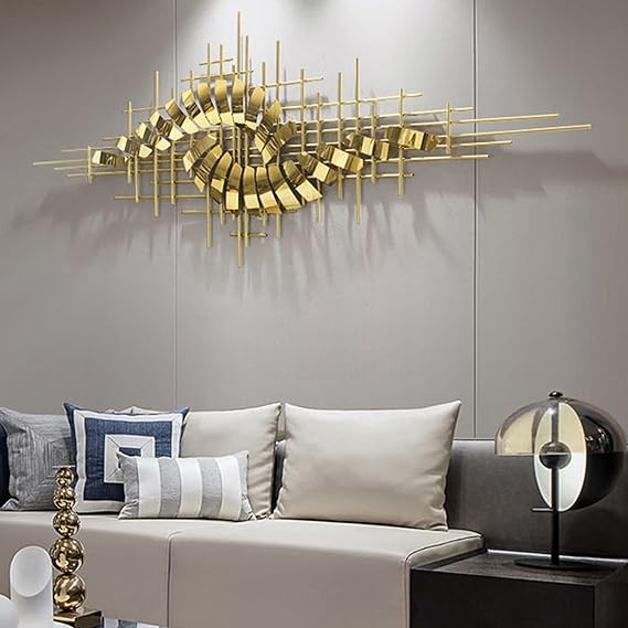 3D Metal Wall Art Golden Geometric Lines Metal Wall Decoration Luxury ...