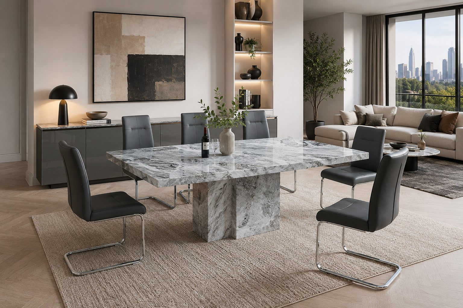 Newcastle Premium Marble Dining Table Grey