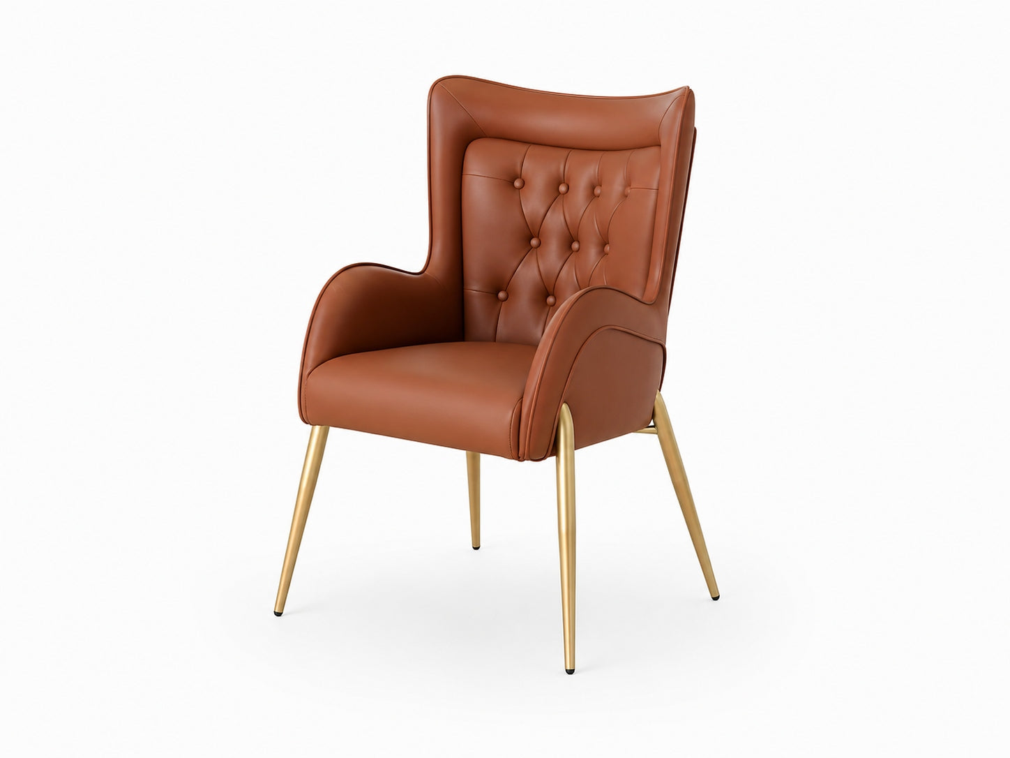 Nexo PU Leather Modern Dining Chair Brown Gold