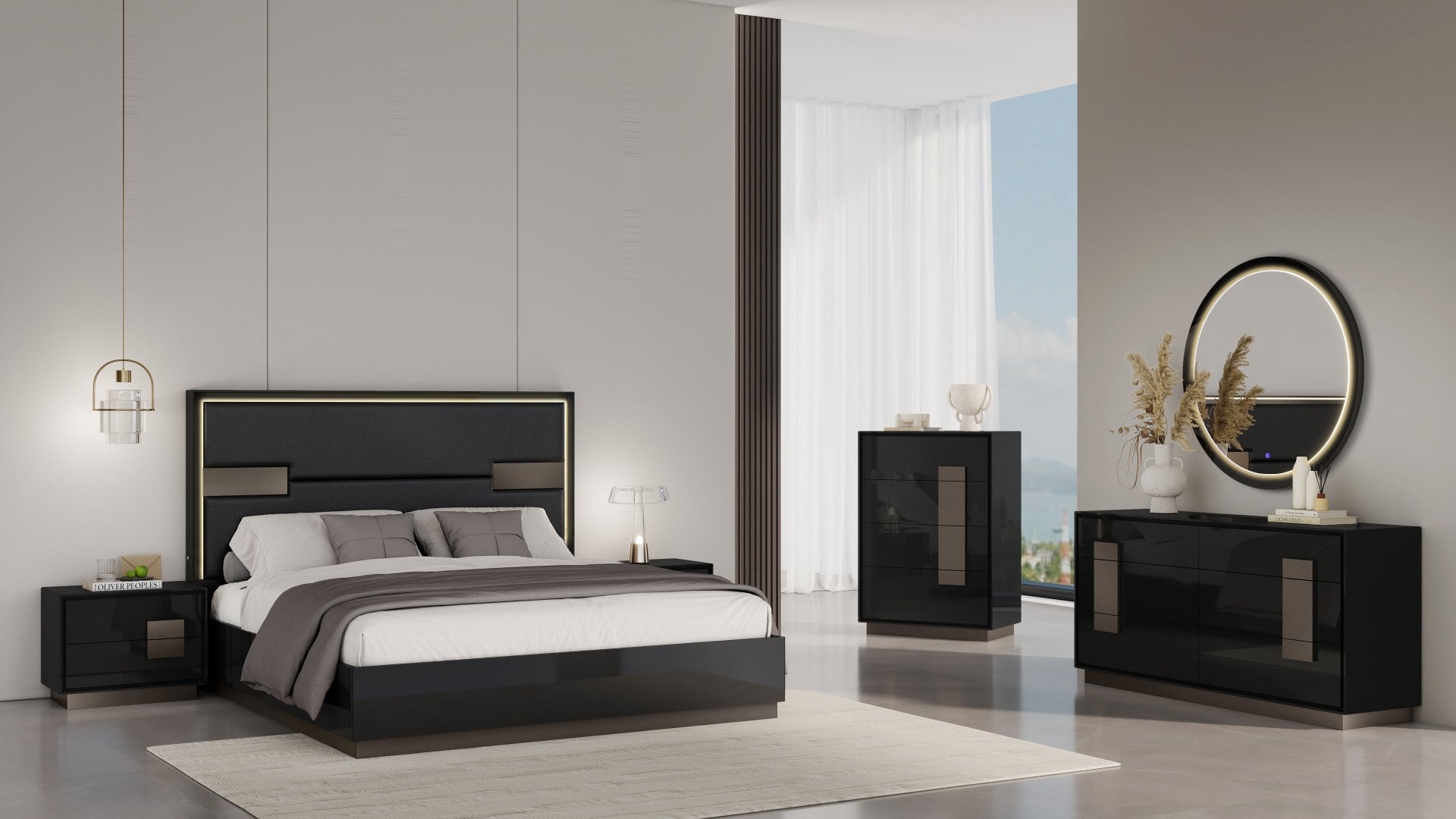Eclipse Modern Bedroom Suite Black Bed Set