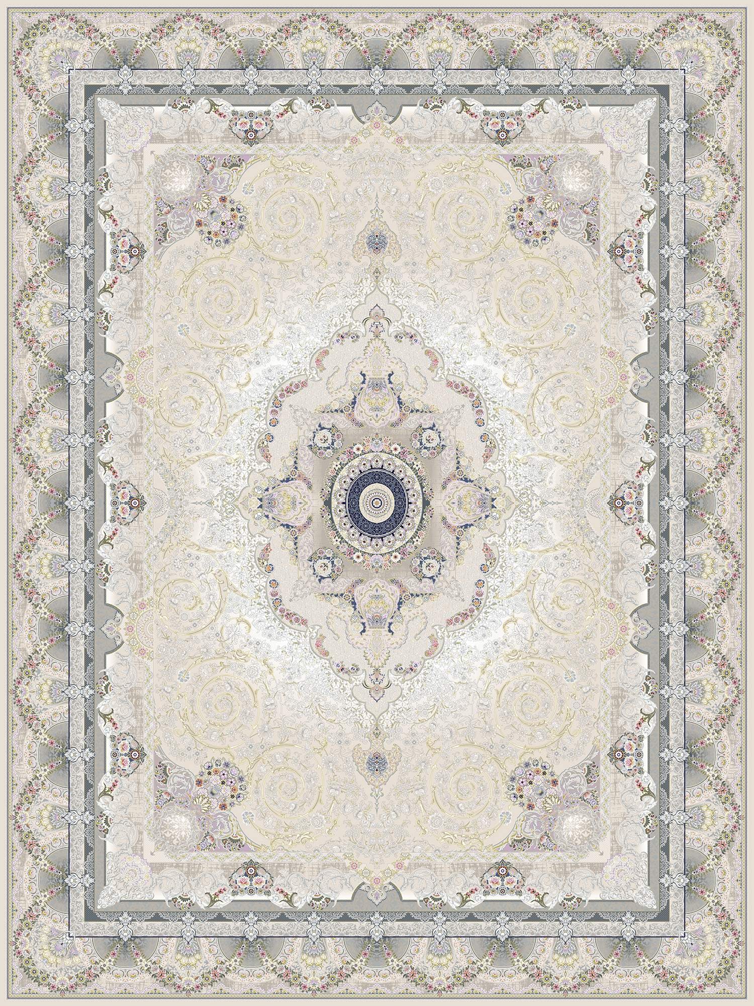 Villa Traditional Persian Area Rug Beige