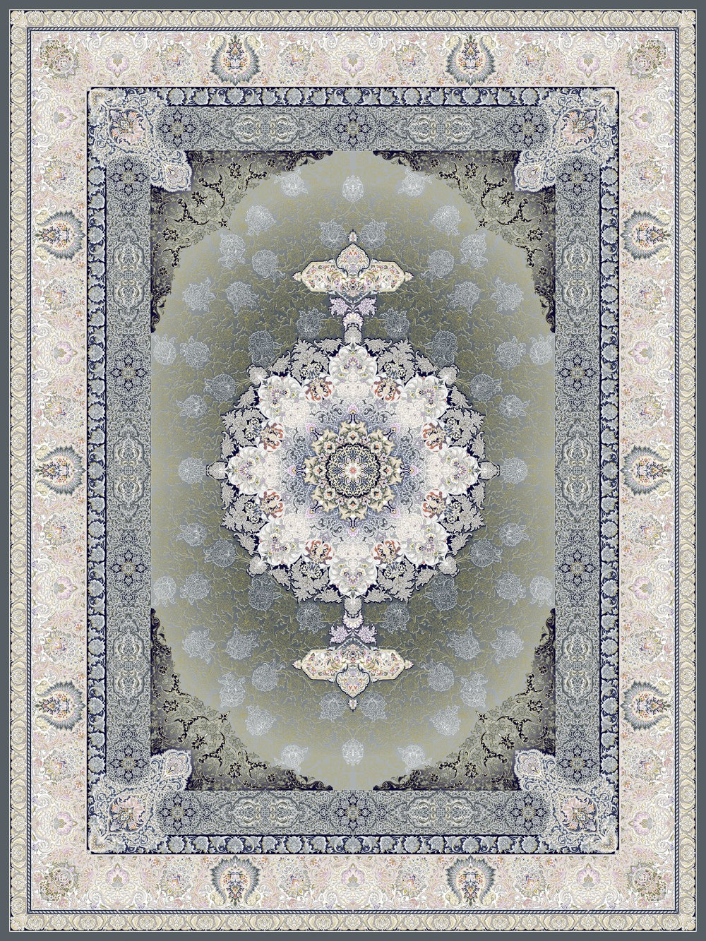 Delroba Traditional Persian Area Rug Smoky