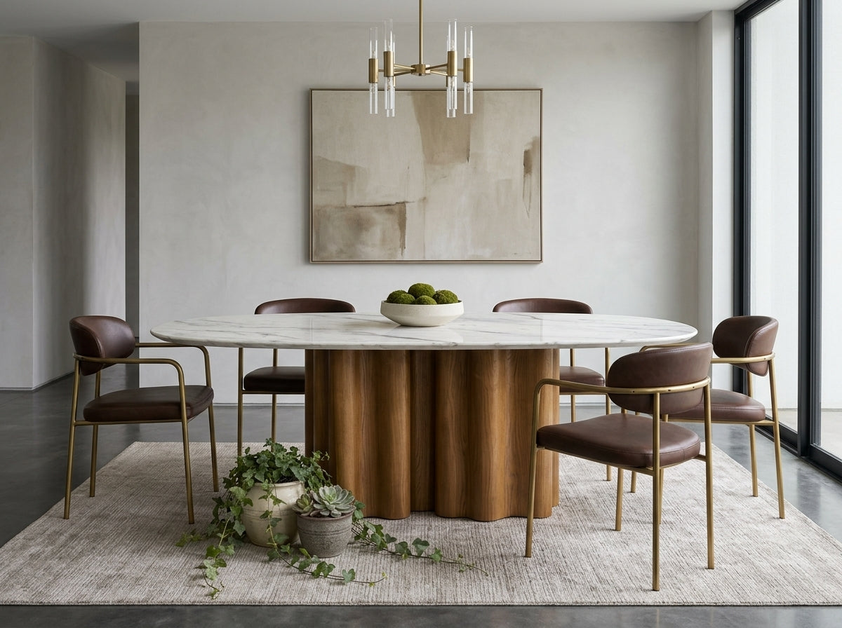 Marco Marble Top Modern Dining Table White