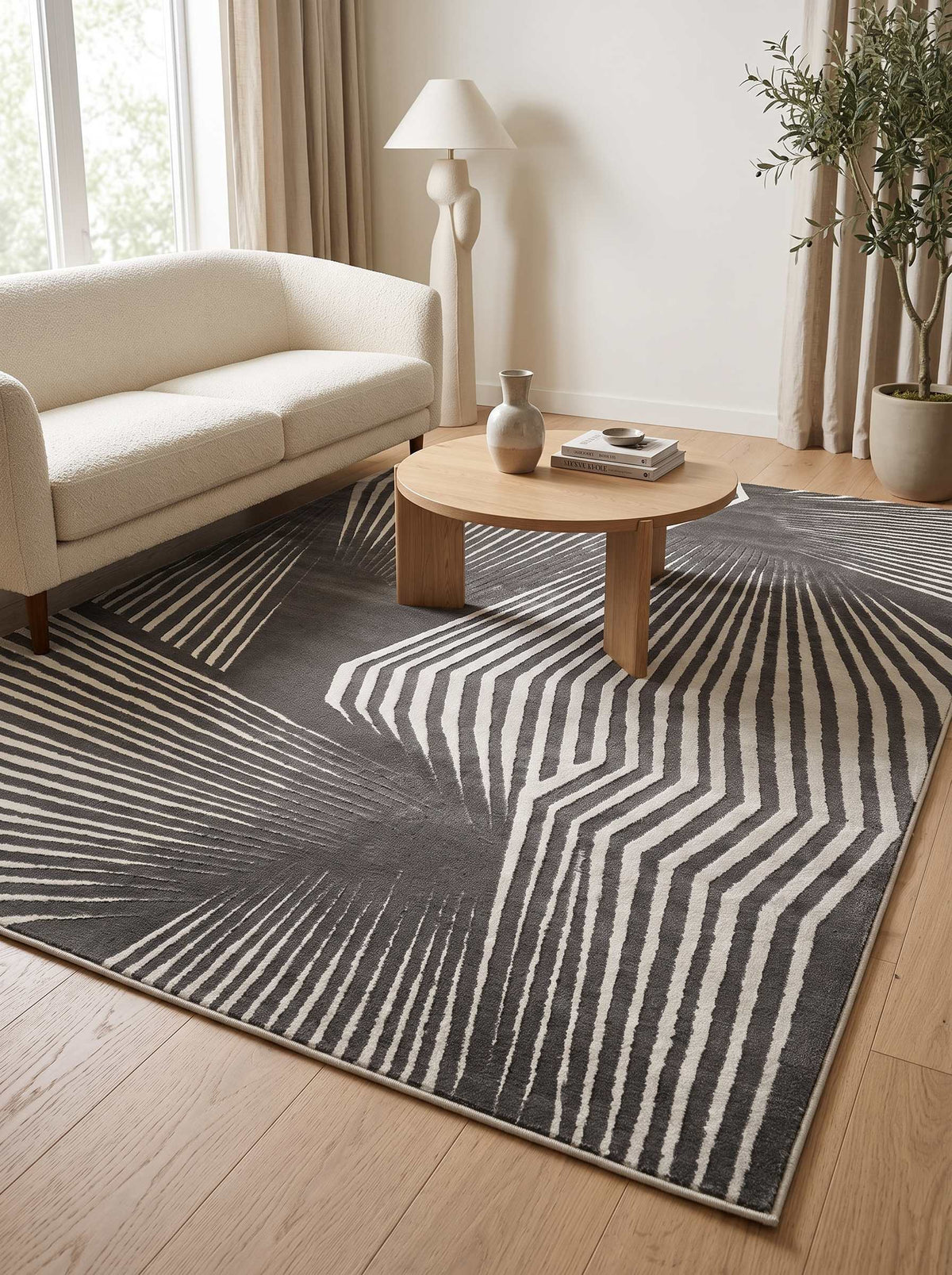 Rhytm Z244B Modern Area Rug Grey Cream - Quality Rugs and Furniture