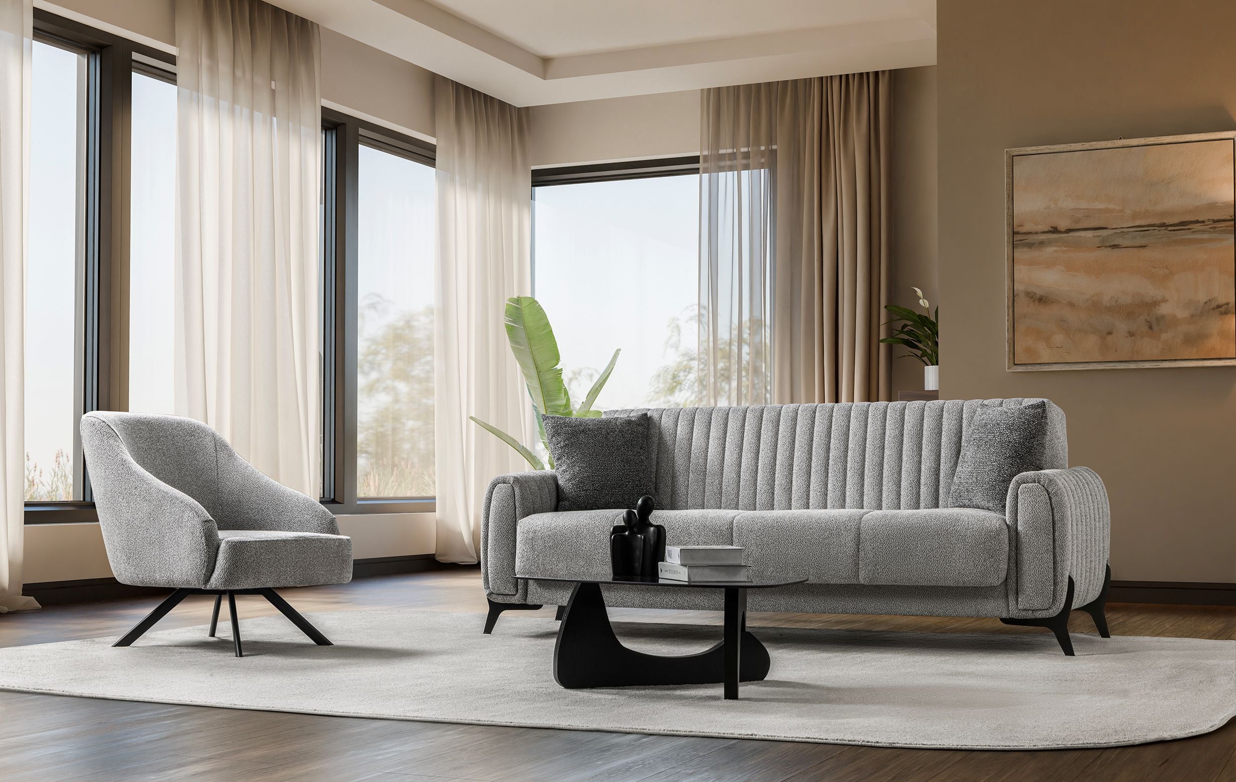 Palermo Velvet Sofa Bed with Storage Light Grey
