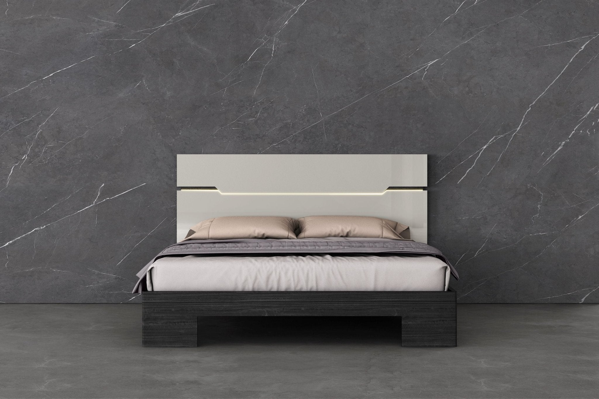 Aurora Bedroom Suite Luxury Modern Gas lift Queen Bed Grey Angley - Quality Rugs and Furniture