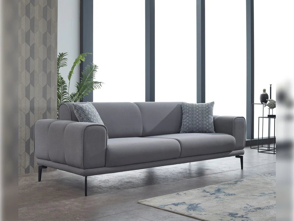 Braga Luxury Grey Velvet Sofa Set - Quality Rugs and Furniture