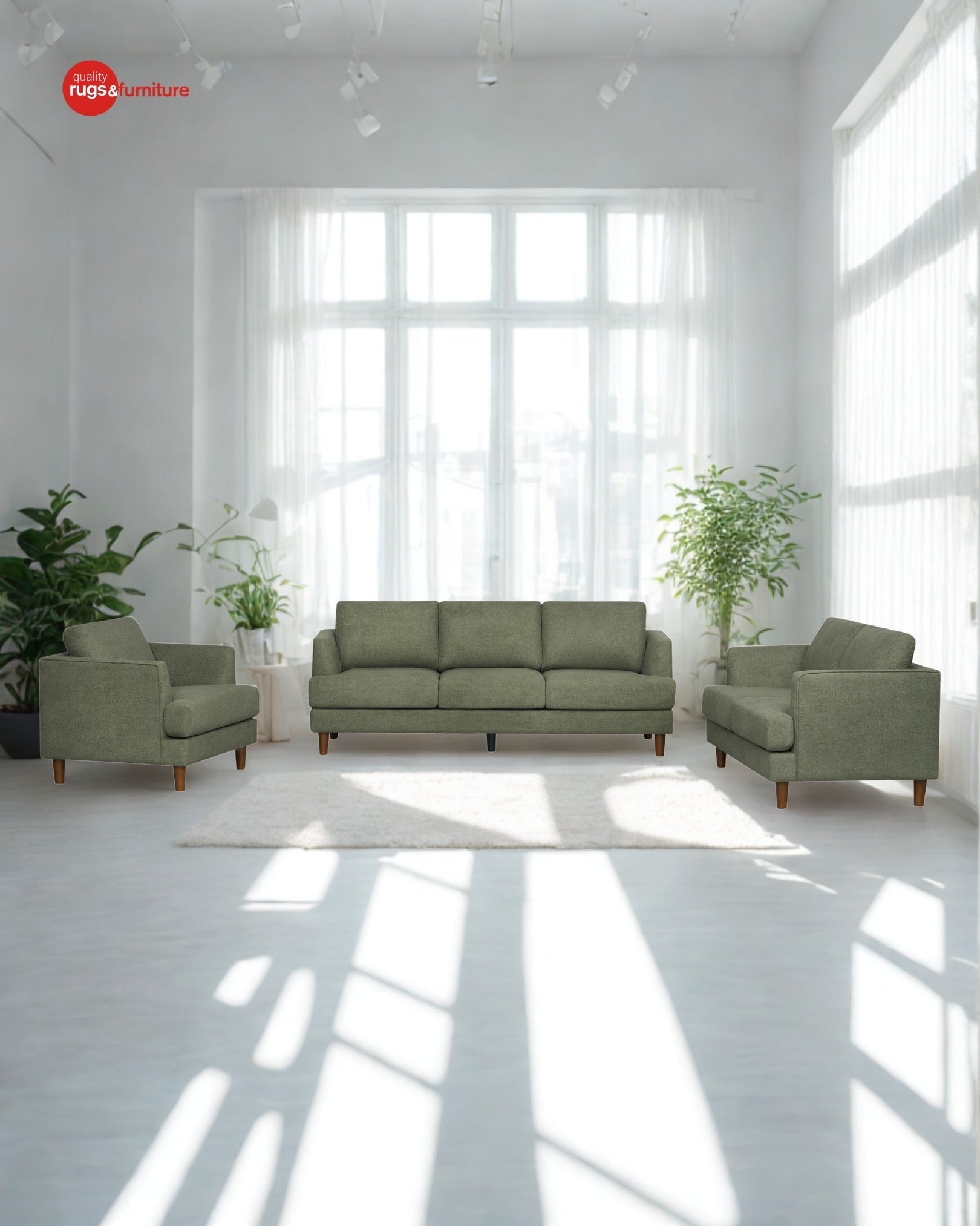 Byron Fabric Modern Sofa Set Green - Quality Rugs and Furniture