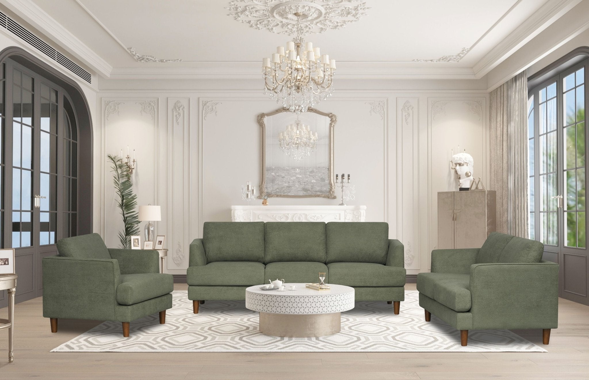 Byron Fabric Modern Sofa Set Green - Quality Rugs and Furniture