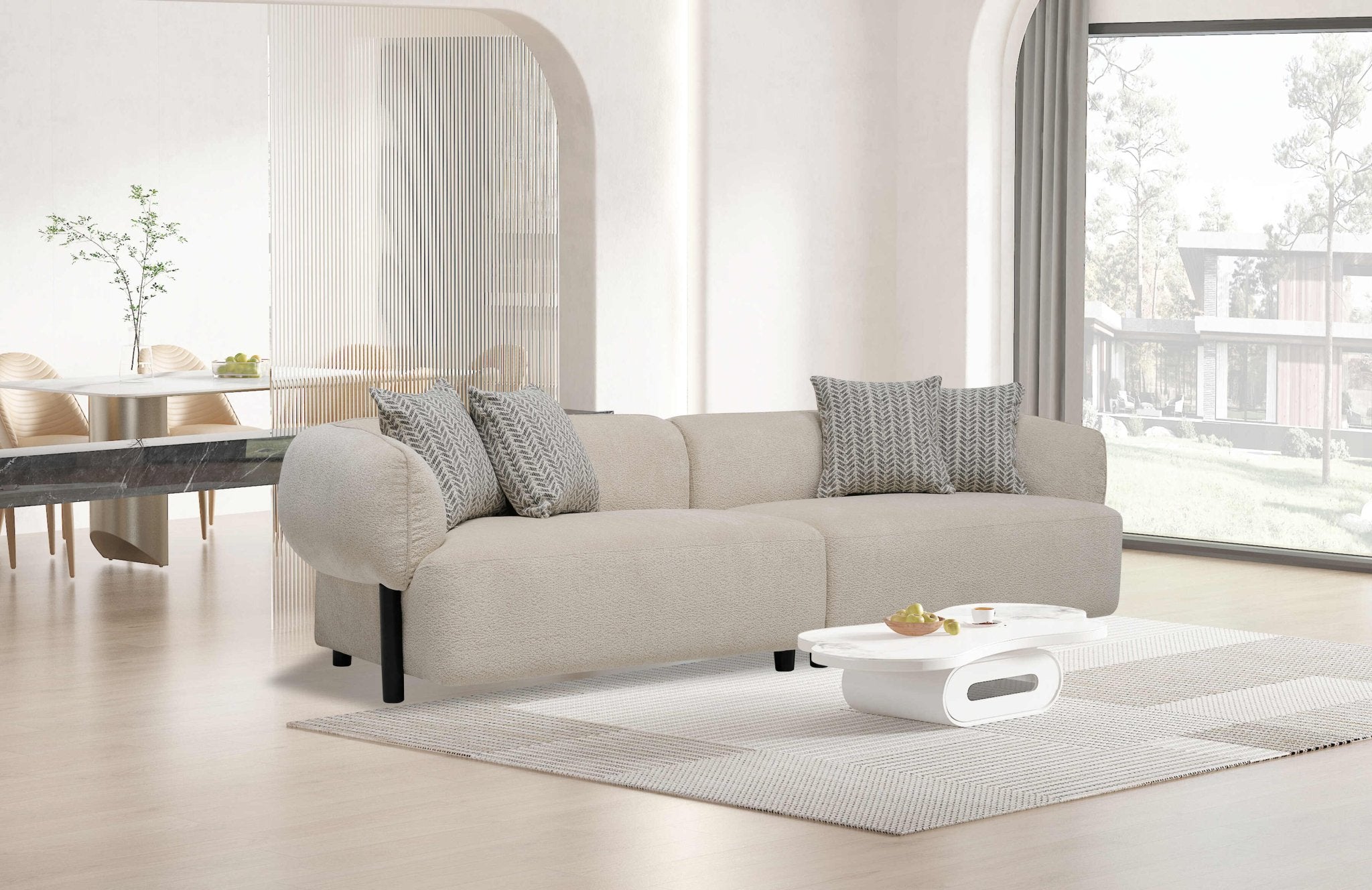 Cassia Modern Cream Fabric 4 - Seater Sofa Lounge - Quality Rugs and Furniture