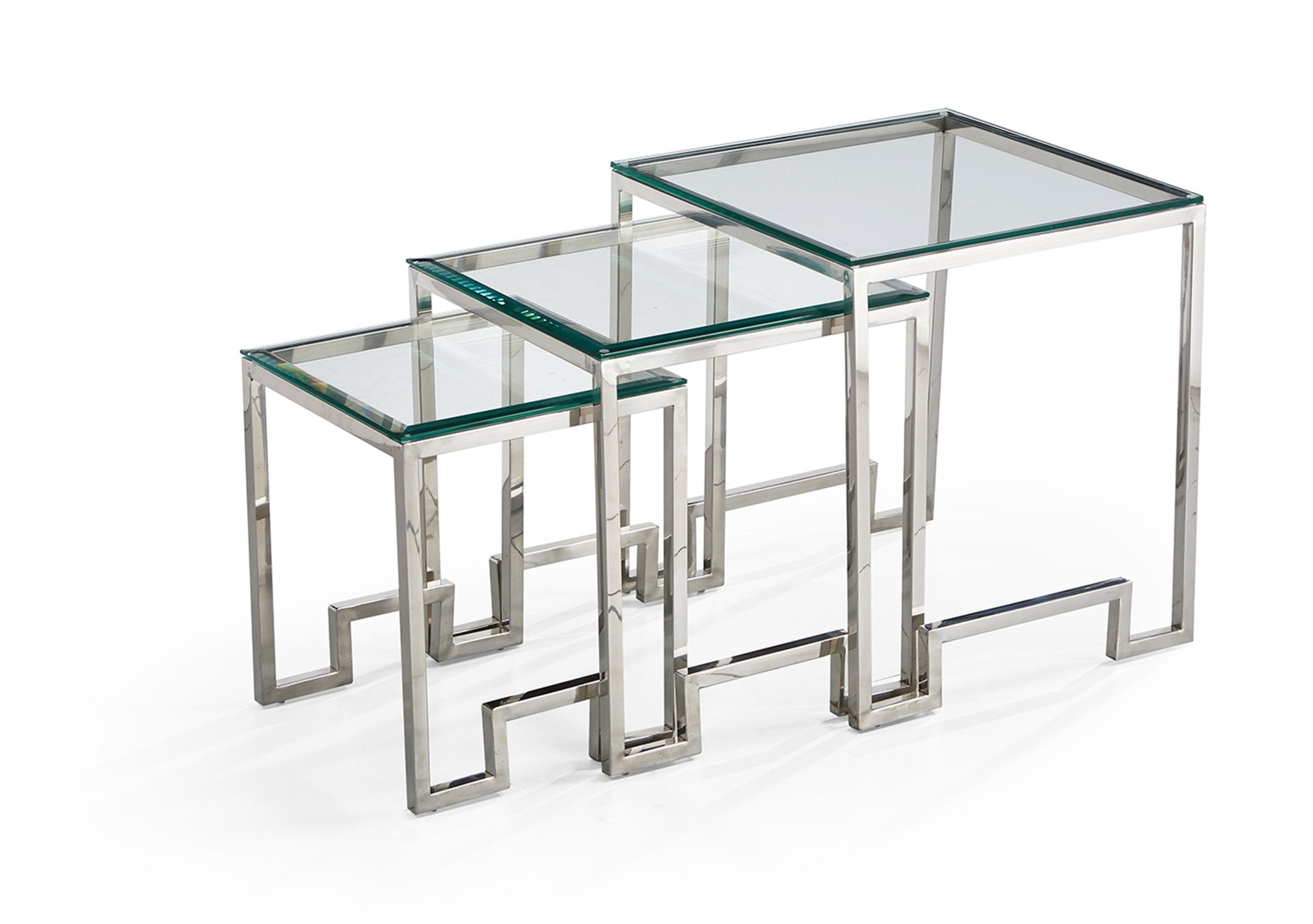 CT162 Flower Table Black Tempered Glass Stainless Steel Silver Base - Quality Rugs and Furniture