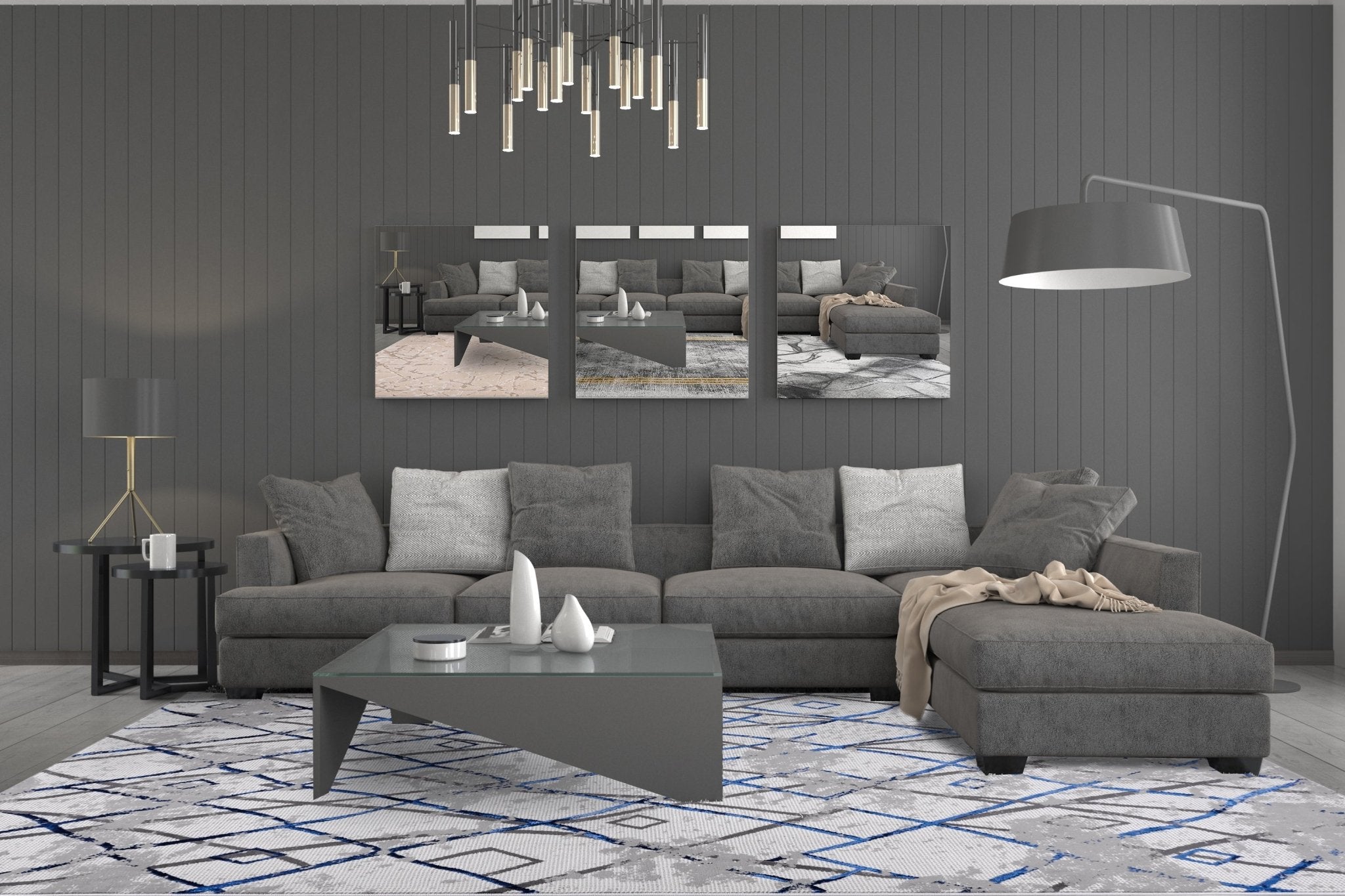 Elmas E551A L.Grey/V.Grey Modern Area Rug - Quality Rugs and Furniture