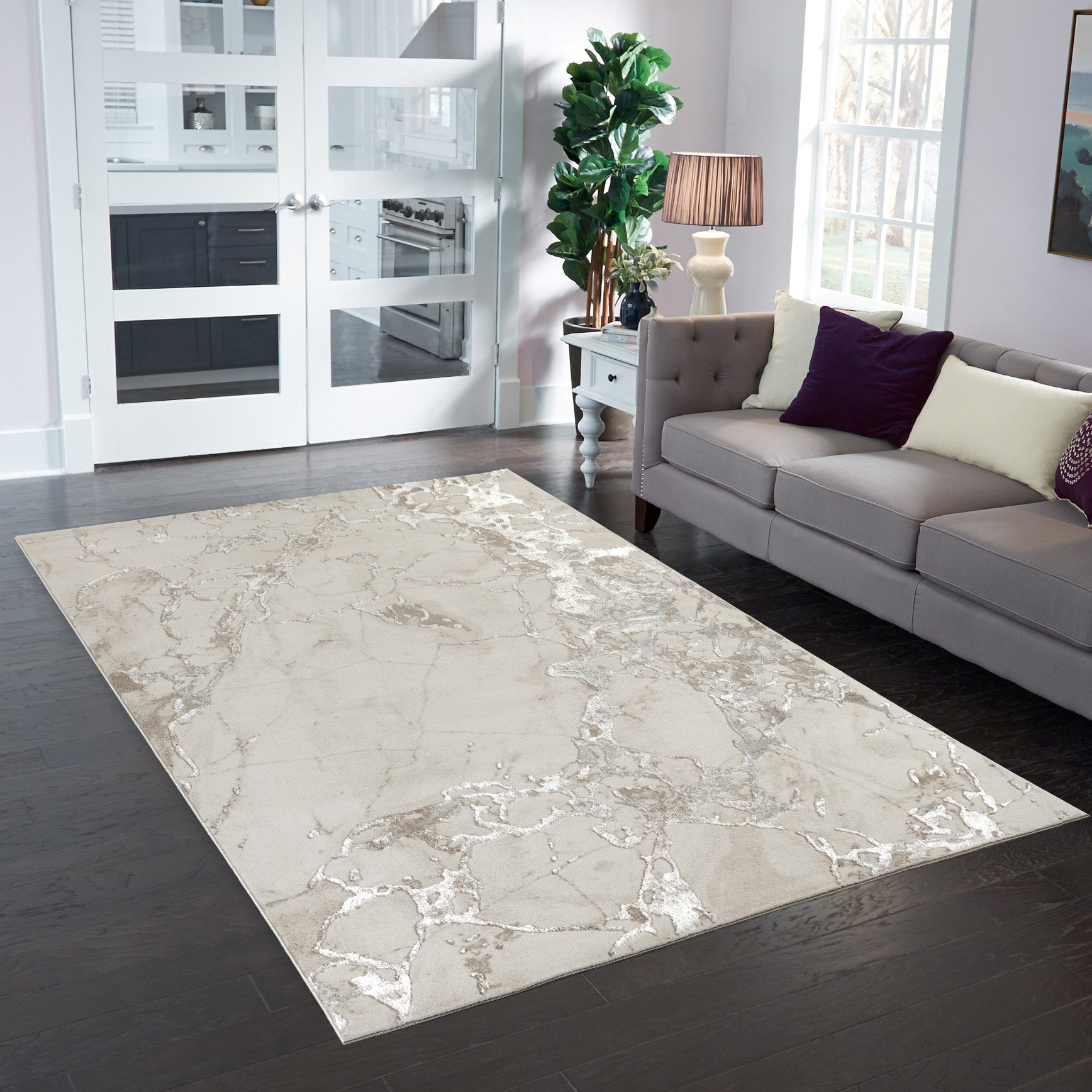 Elmas T502B Modern Area Rug Cream White - Quality Rugs and Furniture