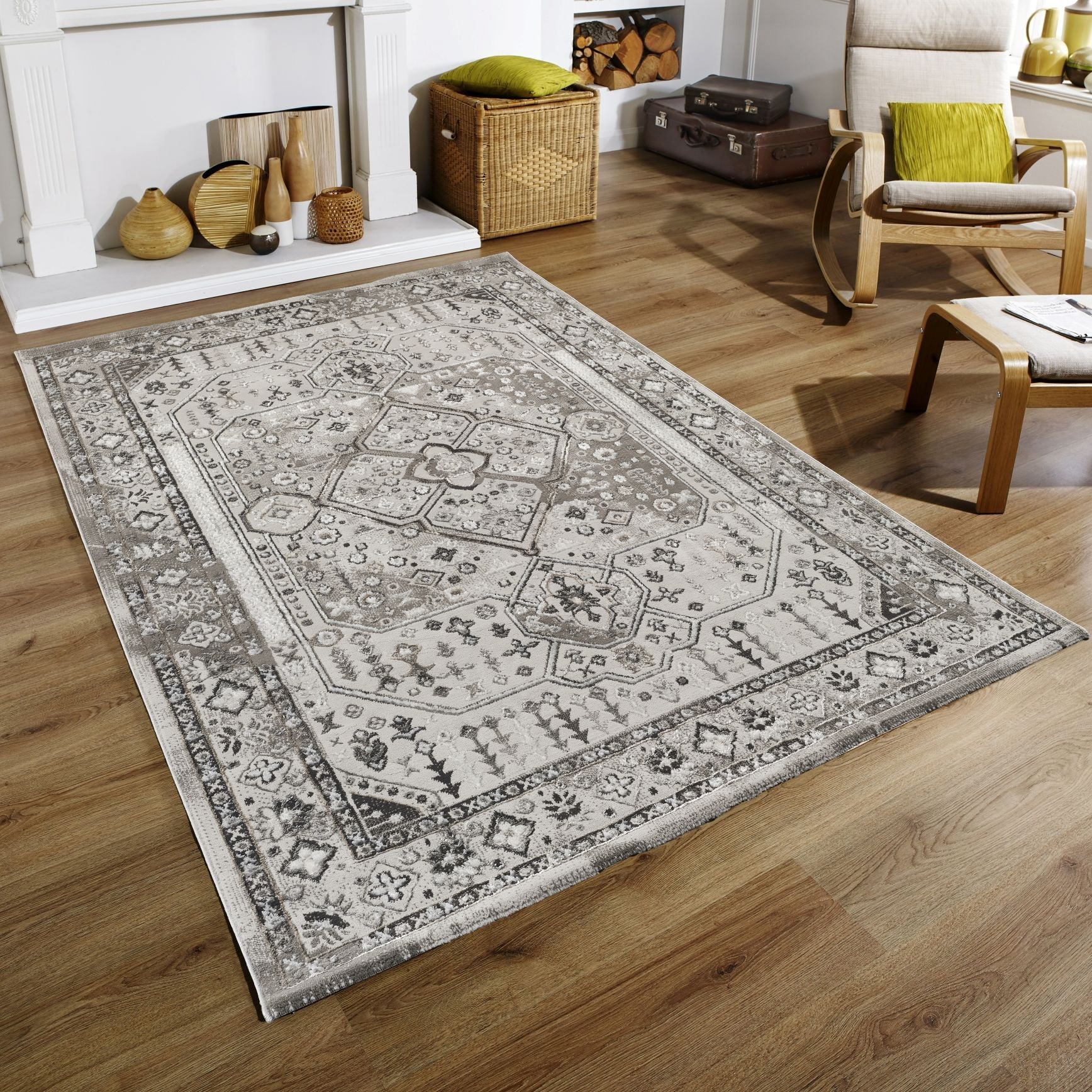 Elmas T529A Modern Area Rug L.Grey White - Quality Rugs and Furniture