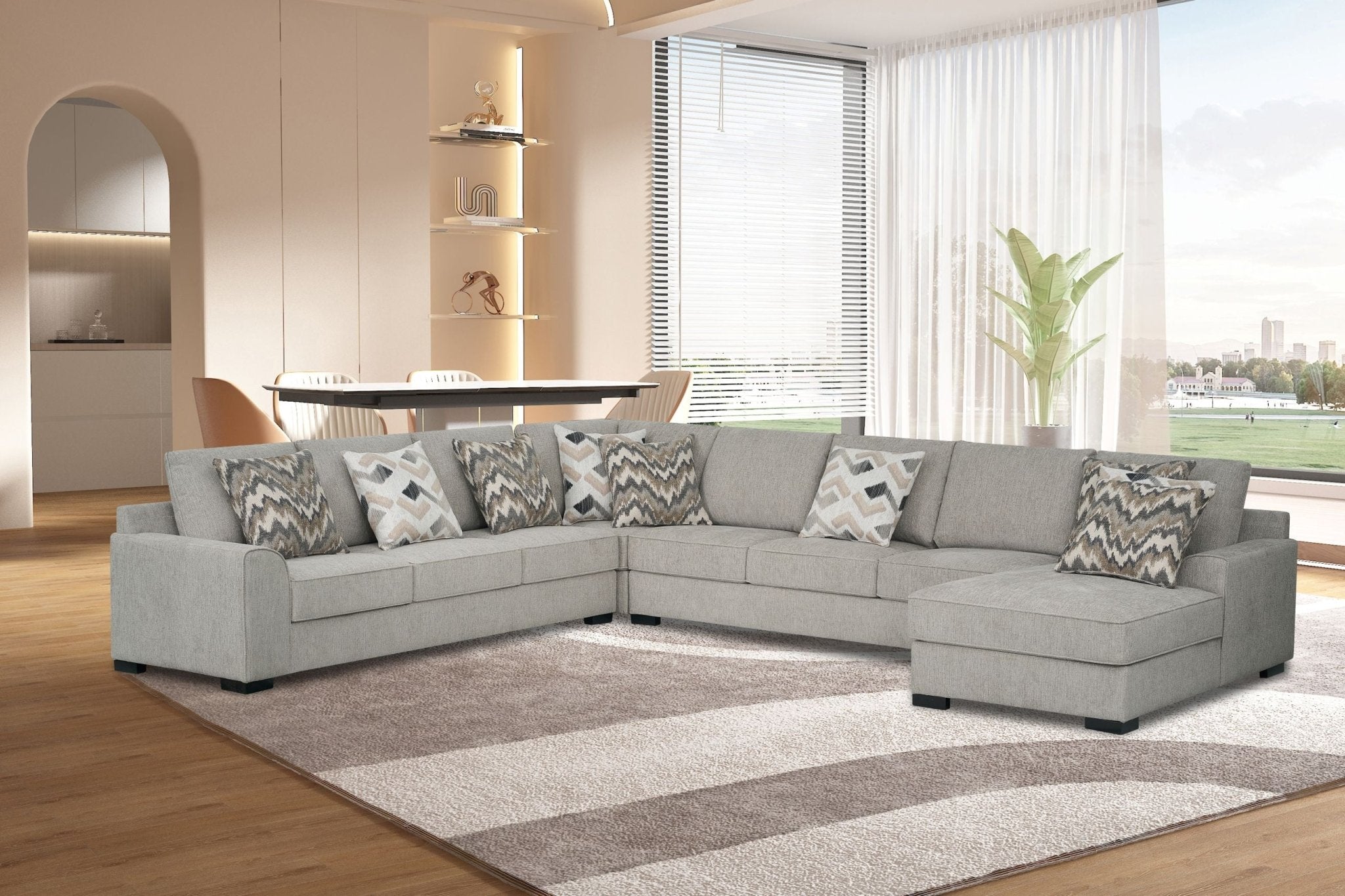 kiara Fabric Modern Corner Sofa Set Grey - Quality Rugs and Furniture