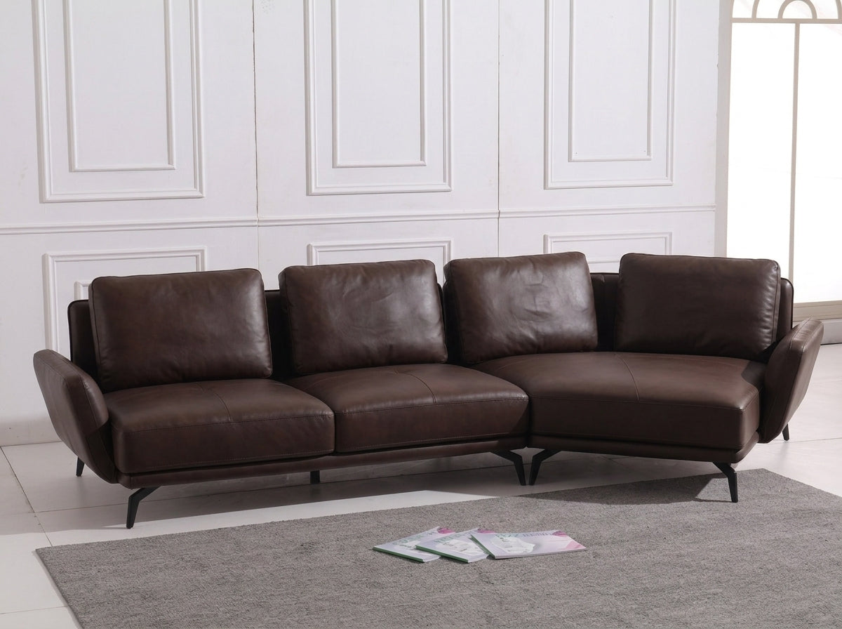 Liyana Luxury Leather Sofa Set Dark Brown