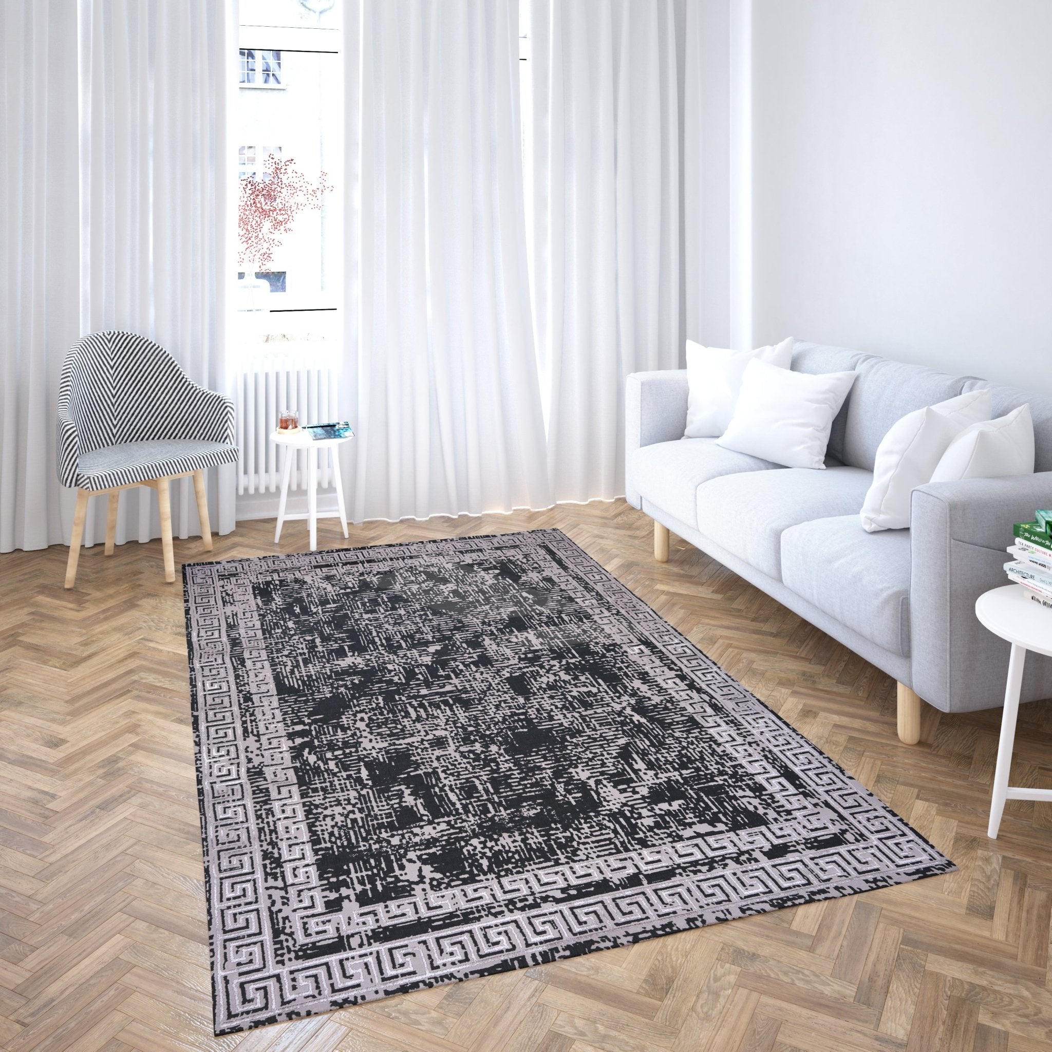 Marmaris E537B Black/V.Grey Modern Area Rug - Quality Rugs and Furniture