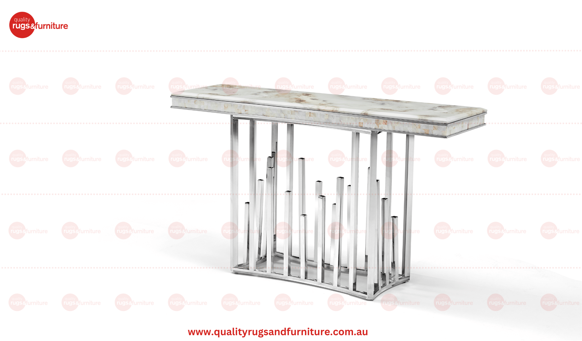 New Stela Console Table Marble Top Stainless Steel Base Silver - Quality Rugs and Furniture