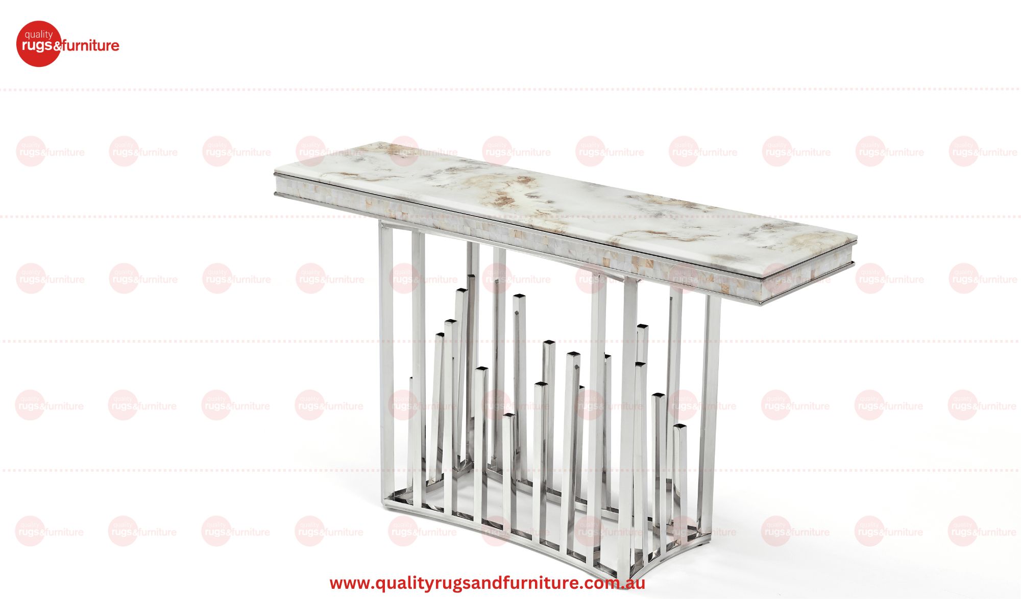 New Stela Console Table Marble Top Stainless Steel Base Silver - Quality Rugs and Furniture