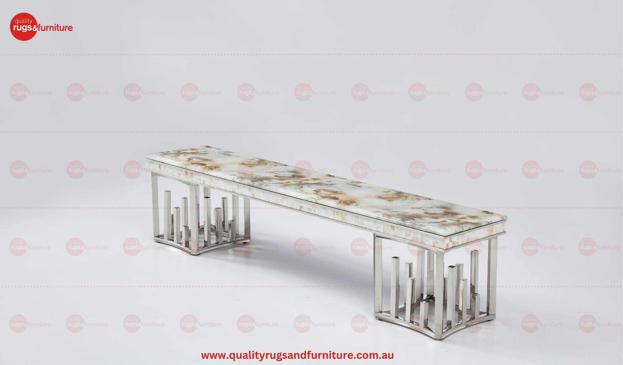 New Stela Tv Unit Marble Top Stainless Steel Base Silver - Quality Rugs and Furniture