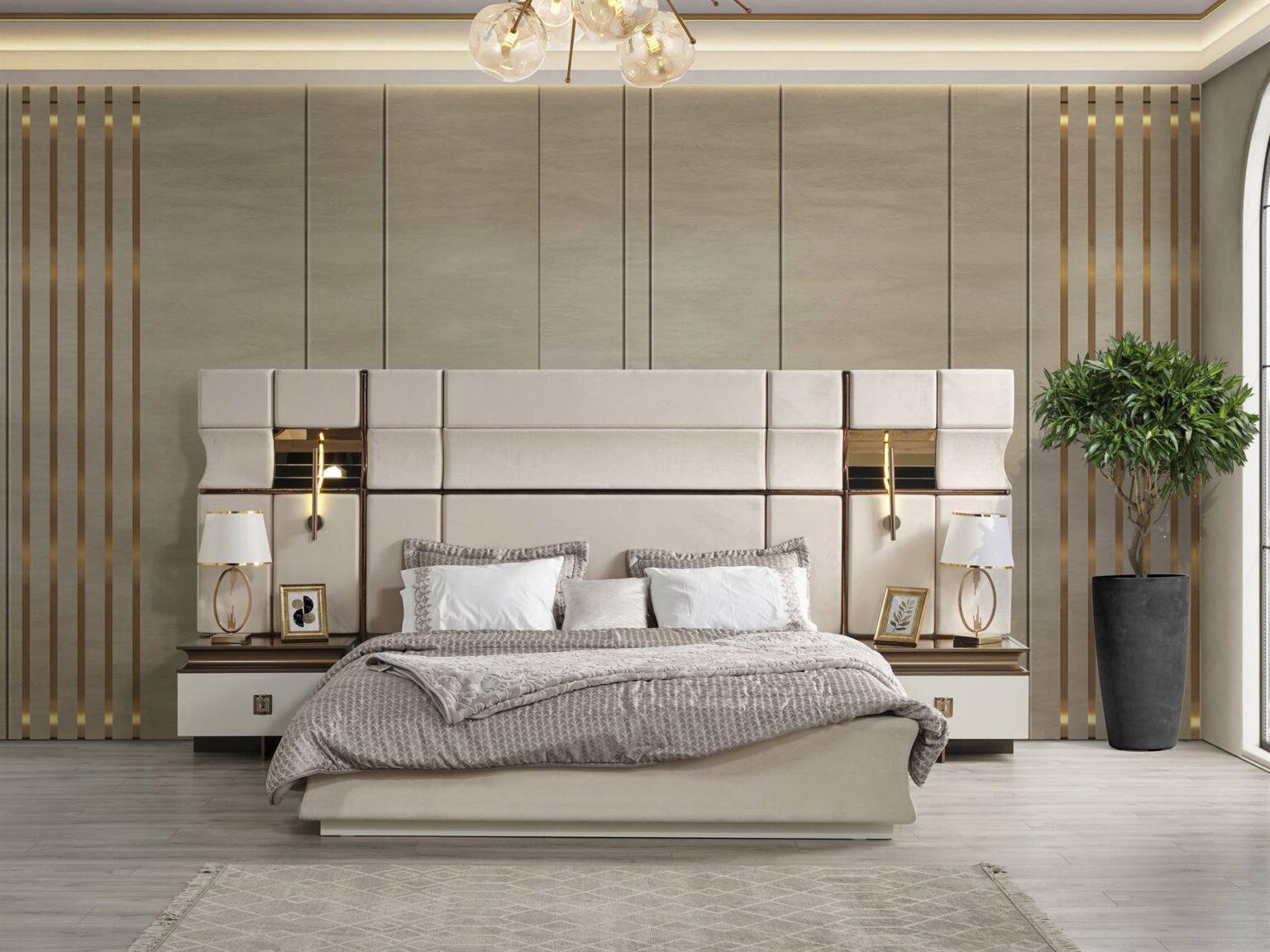 Piano Art Deco King Bed Modern Mid Century - Quality Rugs and Furniture