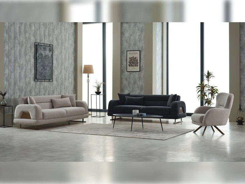 Riva High Quality Velvet Modern Sofa Set Beige - Quality Rugs and Furniture