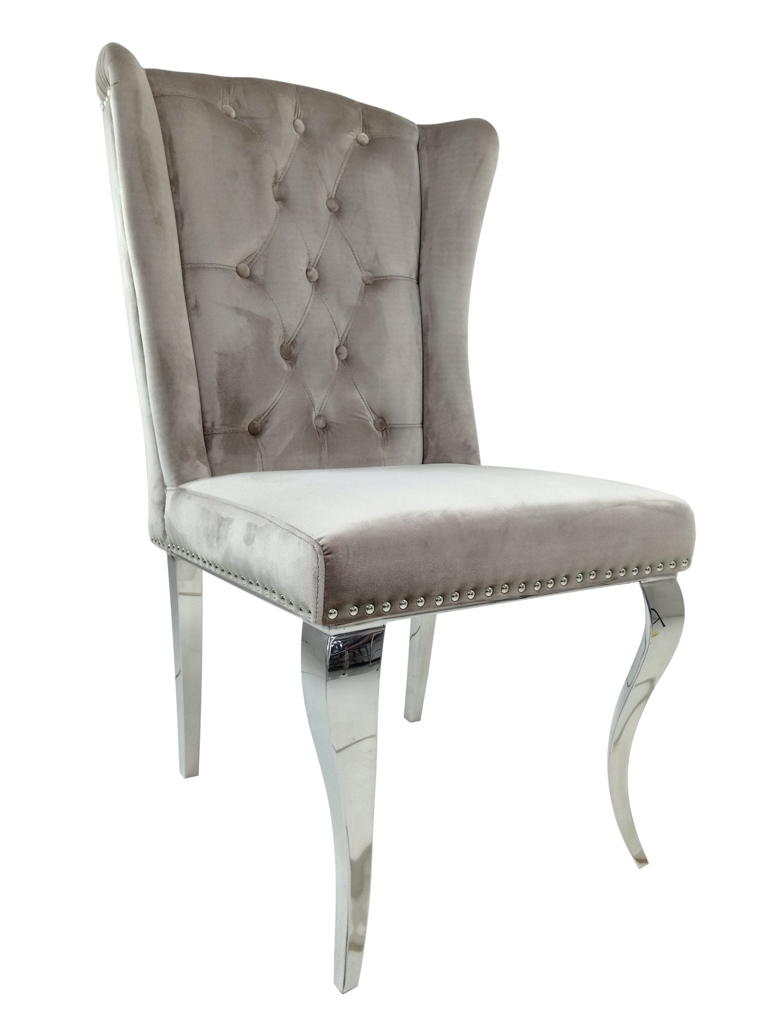 Royale Velvet Stainless Steel Modern Dining Chair Beige Gold - Quality Rugs and Furniture