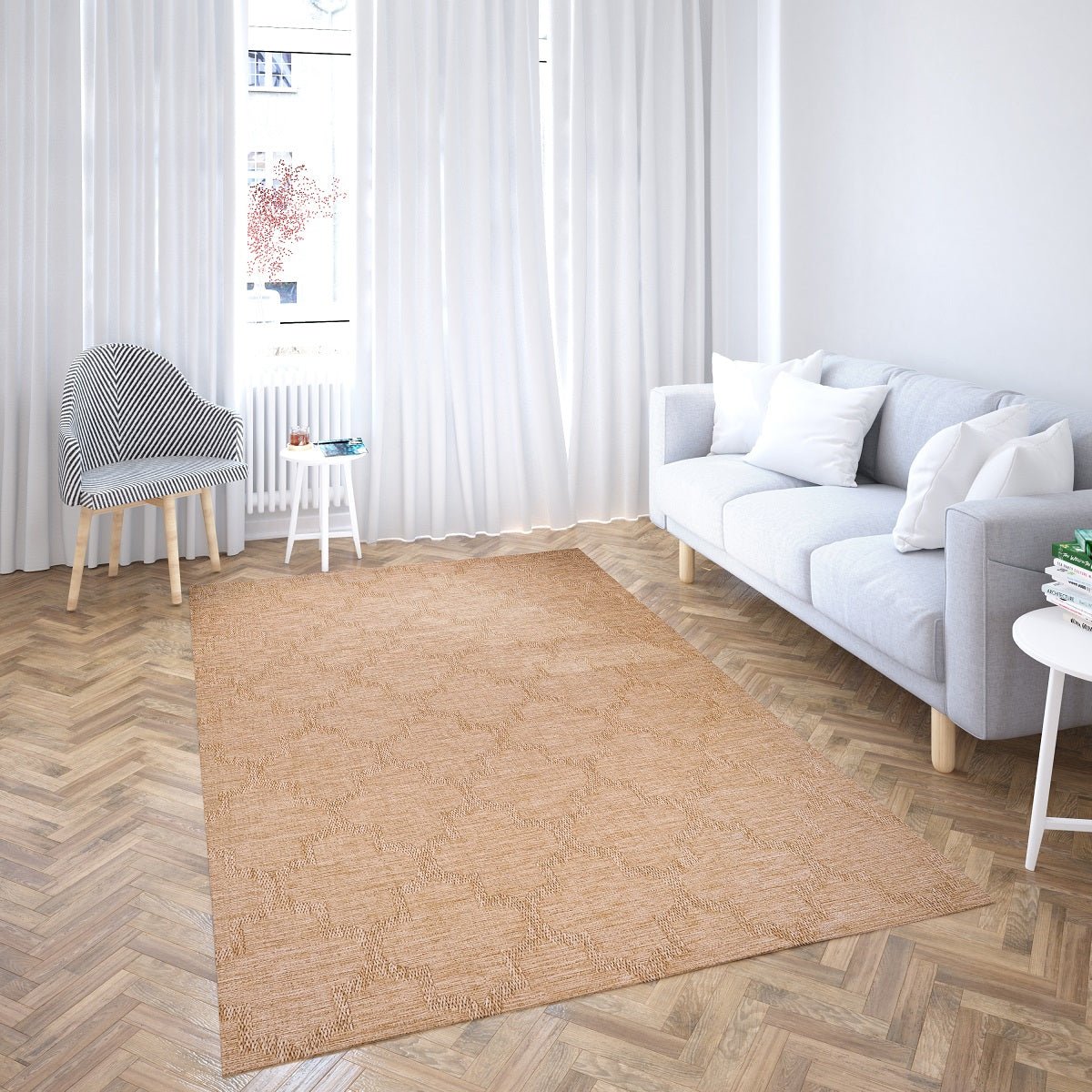 Sandra E7224 Beige Modern Area Rug For Living Room, Bedroom - Quality Rugs and Furniture
