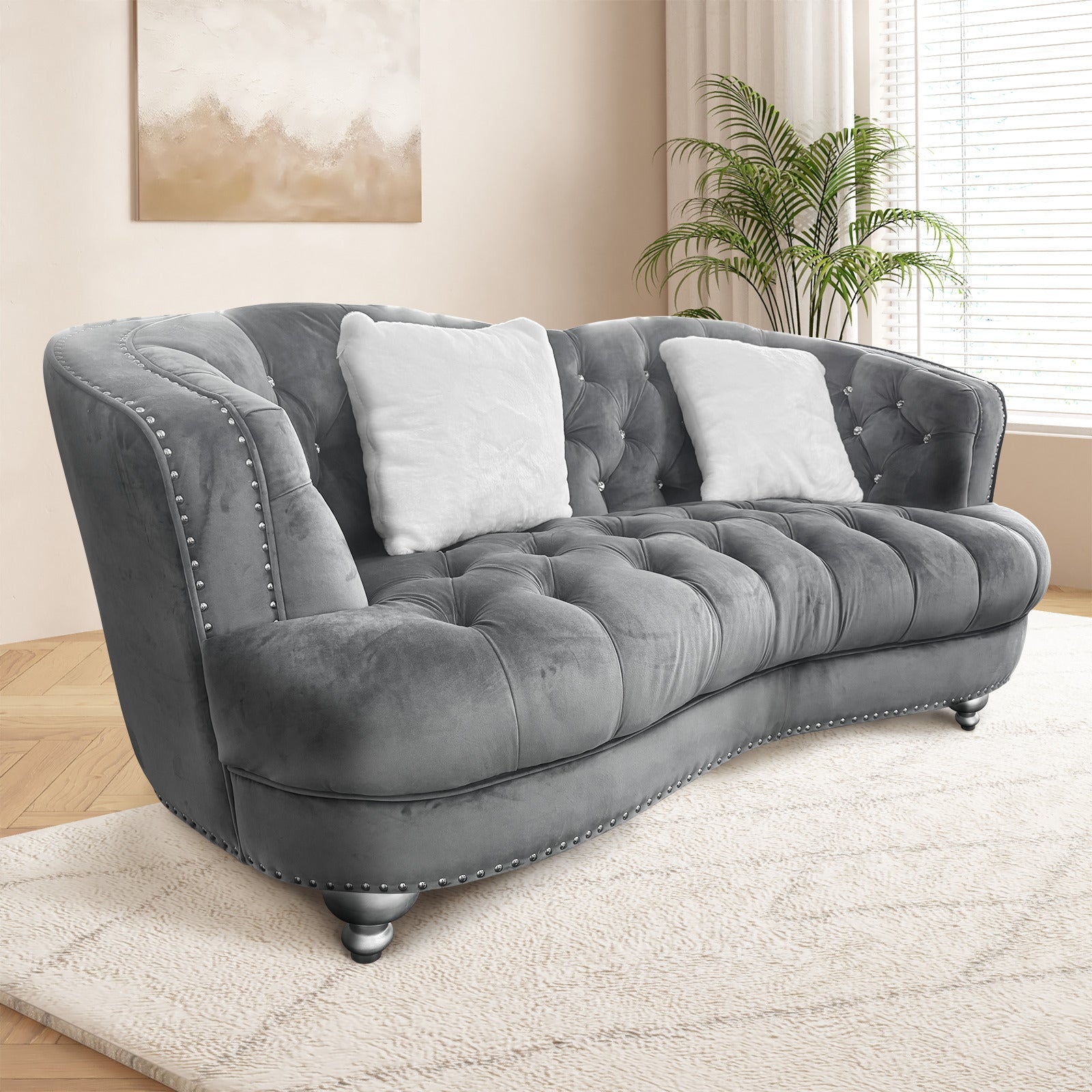 Serine Modern Dark Grey Fabric Sofa Set - Quality Rugs and Furniture