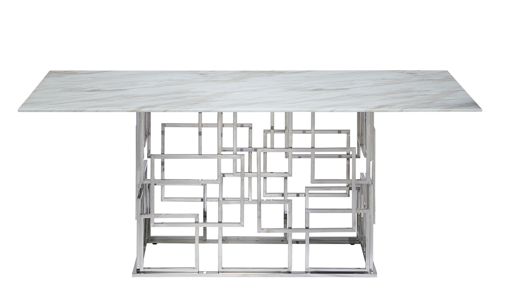 Sierra Stainless Steel Base Marble Top Dinning Table Silver - Quality Rugs and Furniture