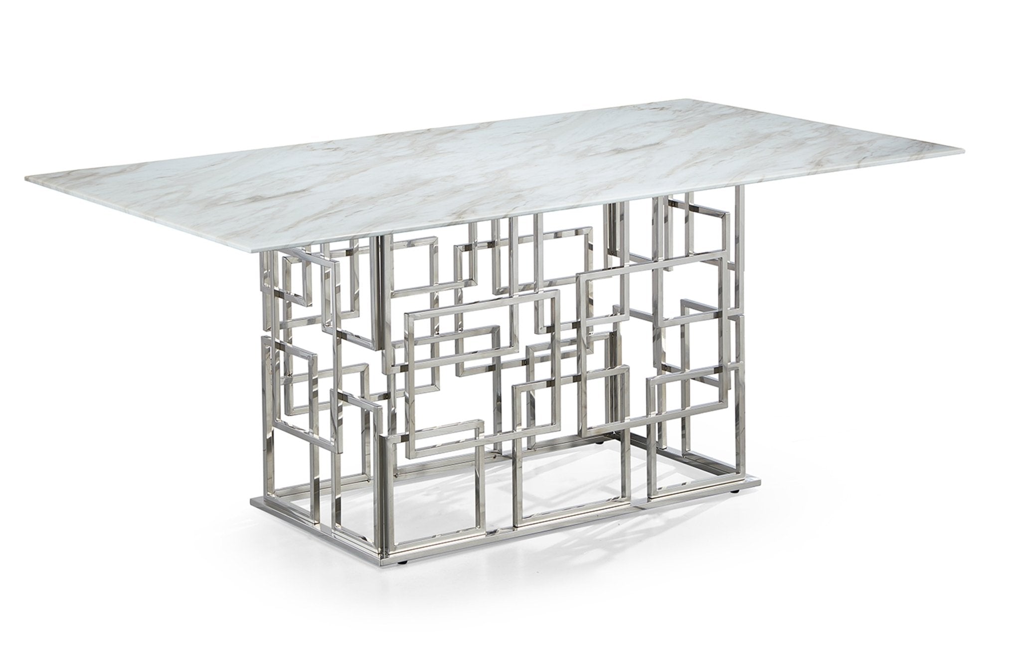 Sierra Stainless Steel Base Marble Top Dinning Table Silver - Quality Rugs and Furniture