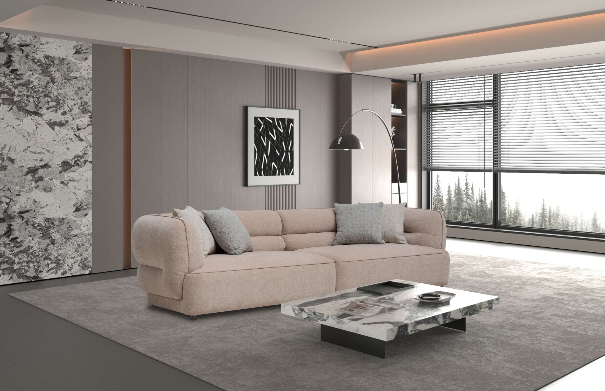 Terra Modern Beige Fabric 4 - Seater Sofa Lounge - Quality Rugs and Furniture