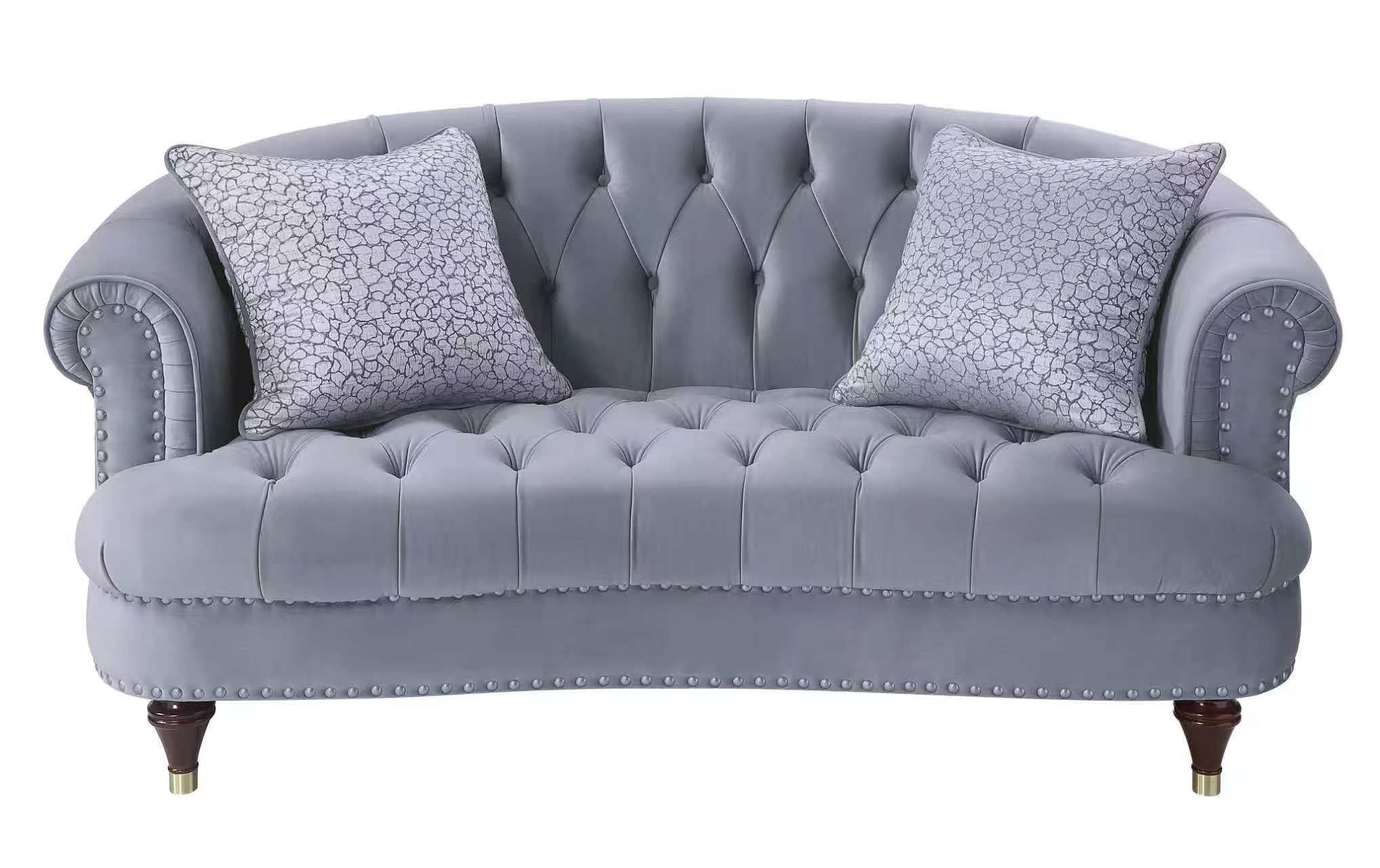 Vero Modern Velvet Sofa Set Grey - Quality Rugs and Furniture