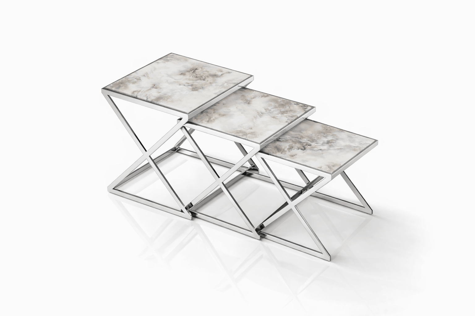 YA31 Marble Nesting Table Set of 3 - Quality Rugs and Furniture