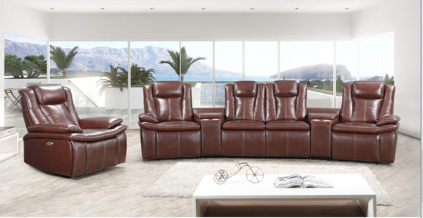Zizo Hometheater Electric Recliner Leather Single Chair Brown
