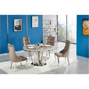 Orion Stainless Steel Base Marble Top Round Dining Table Grey Silver