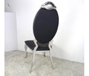 Alex Leather Stainless Steel Dining Chair Grey Silver