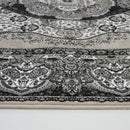 A ROUND RUG | Zartosht 3780 Grey/ Black White Round Traditional Rug | Quality Rugs and Furniture