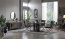 Golf Stainless Still Base Marble Top Dining Table Black Silver