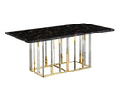 Emma Marble Top Stainless Steel Base Luxury Dining Table Black Gold