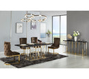Emma Marble Top Stainless Steel Base Luxury Dining Table Black Gold