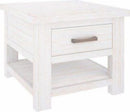 Alaska Modern Lamp Table with 1 Drawer and 1 Shelf Brushed White