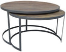 Xabl Round Coffee Table Set of 2 Grey Charcoal Metal Base