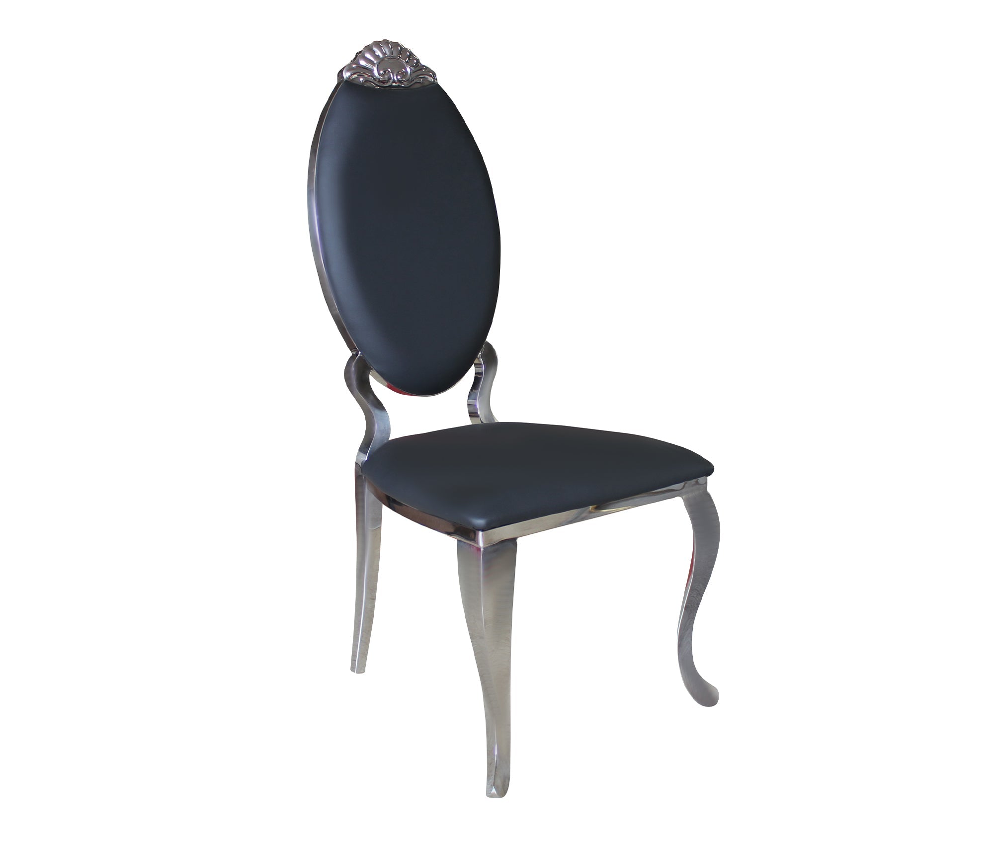 Alex Leather Stainless Steel Dining Chair Grey Silver - Quality Rugs and Furniture