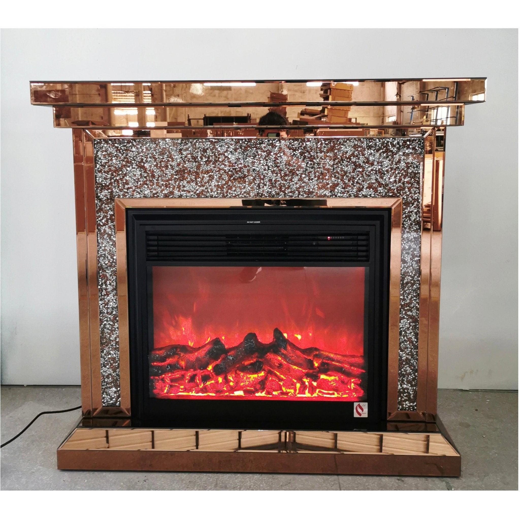 Hl01 Fireplace Console Hallway Table Wooden Frame Decorative Tempered Glass Top Gold - Quality Rugs and Furniture